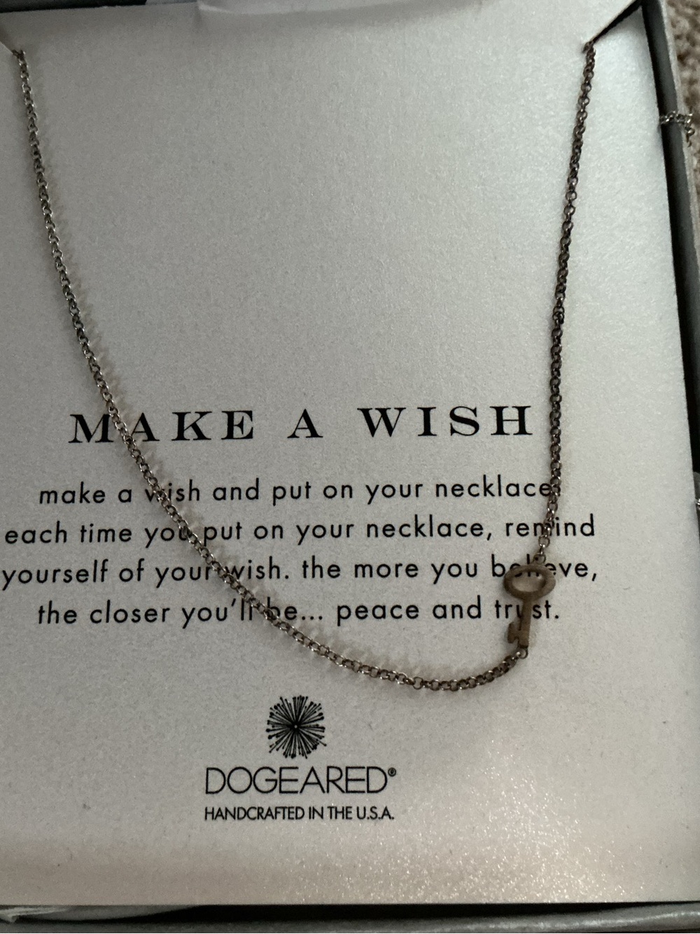 DOGEARED MAKE A WISH SS925 LITTLE KEY NECKLACE 18”- NWT